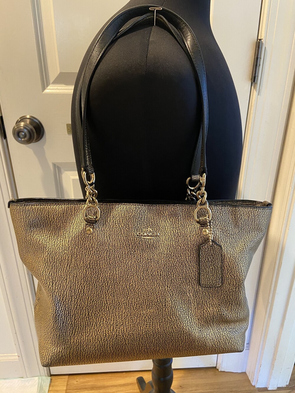 COACH Small Sophia Tote Shoulder Bag Dull Gold F1581-37117